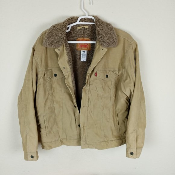 Levi's Corduroy Sherpha Lined Trucker Jacket Men's XL Copper Buttons